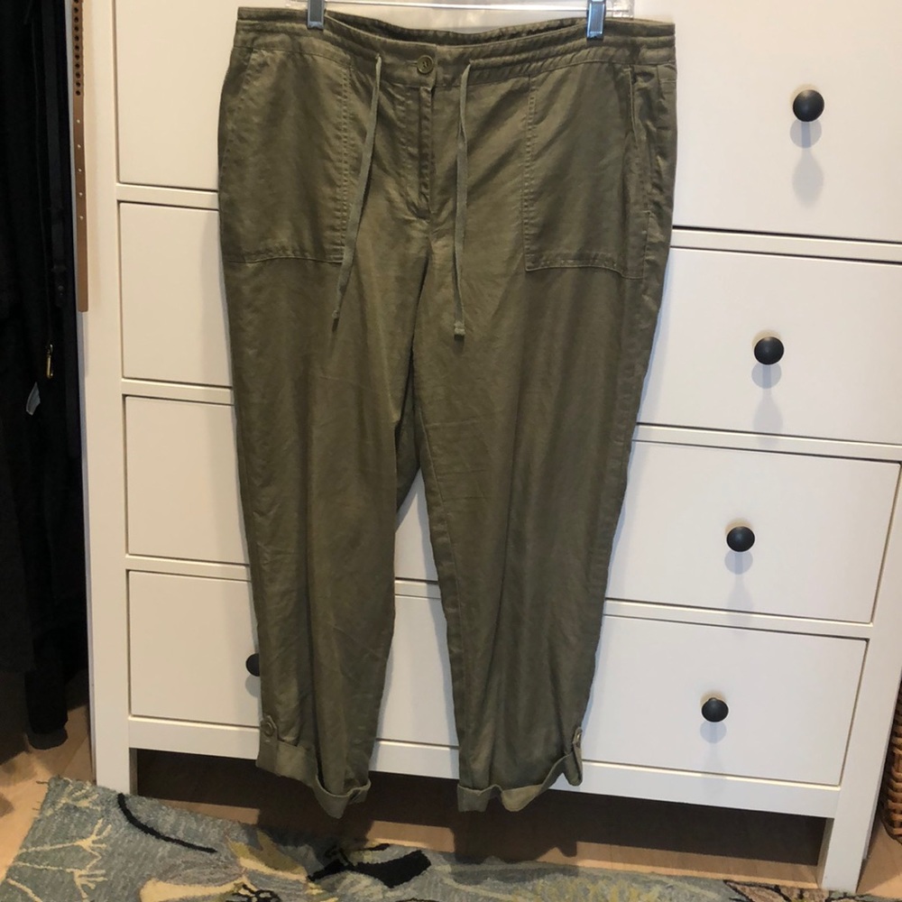Talbots Olive Green Linen Pants